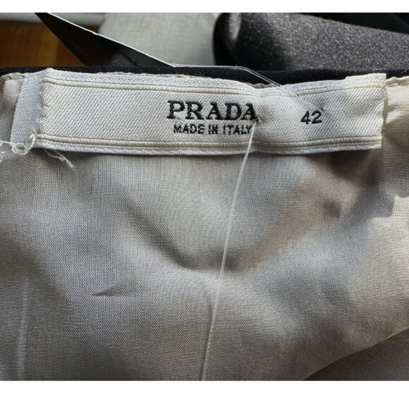 2006 PRADA Black Cocktail Dress Wool/Linen Blend Size 42 Cream Silk Lining $2285 - Picture 7 of 8
